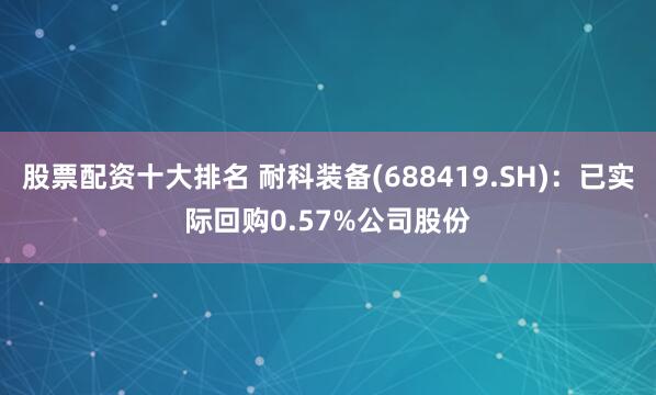 股票配资十大排名 耐科装备(688419.SH)：已实际回购0.57%公司股份