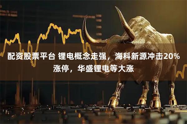 配资股票平台 锂电概念走强，海科新源冲击20%涨停，华盛锂电等大涨